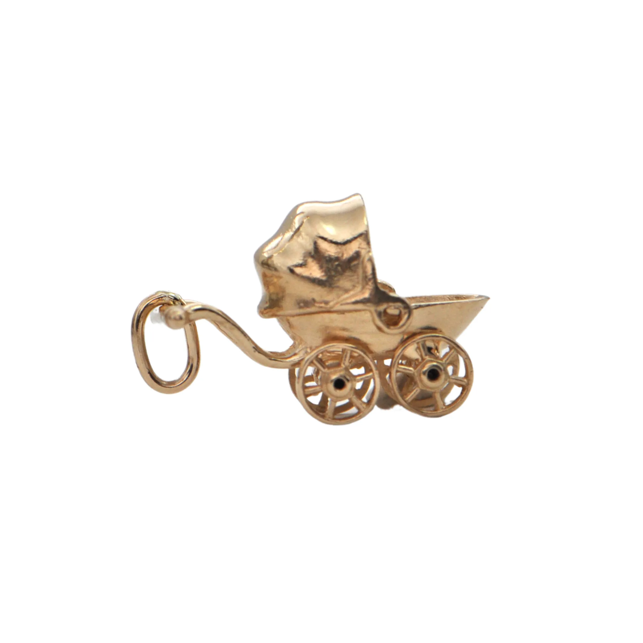 Vintage 14k Gold Mechanical Baby Pram Charm