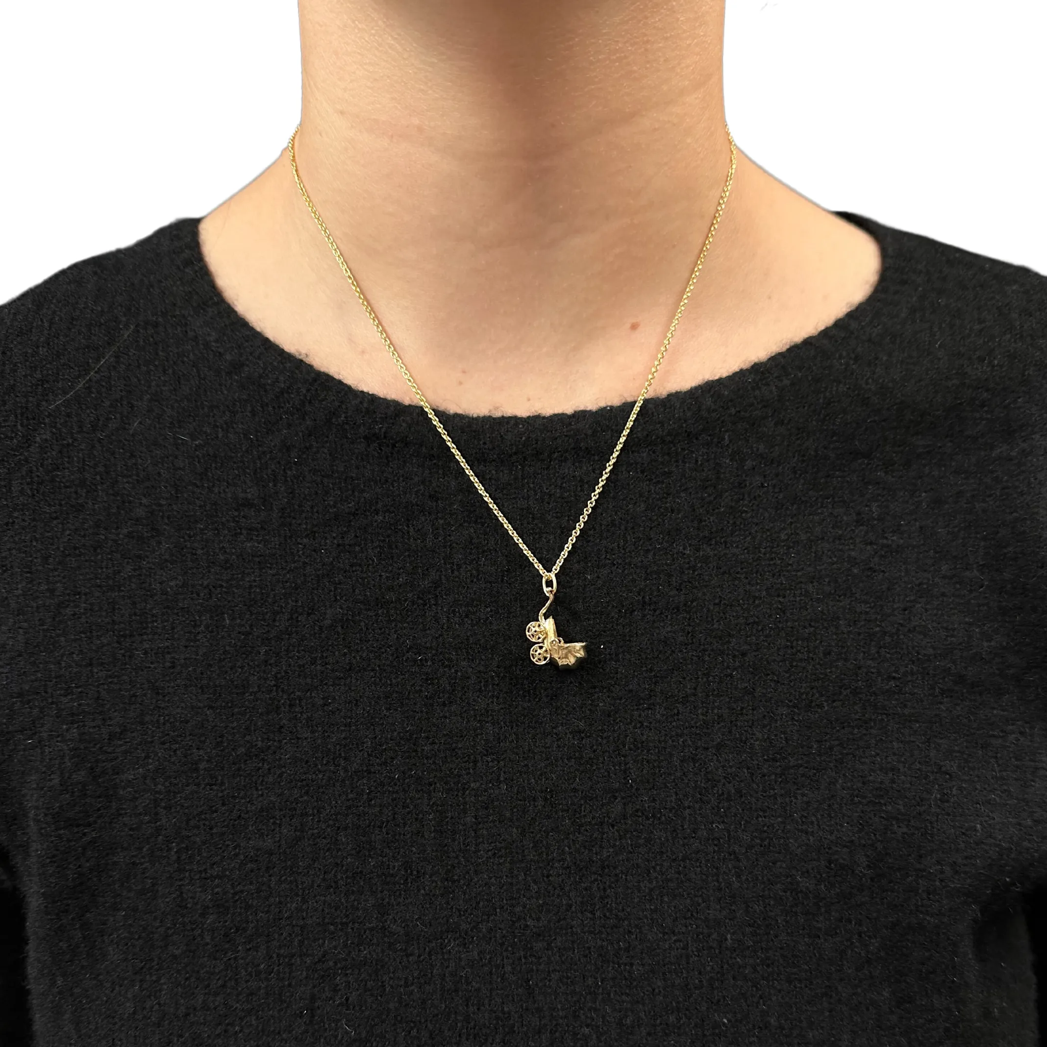Vintage 14k Gold Mechanical Baby Pram Charm