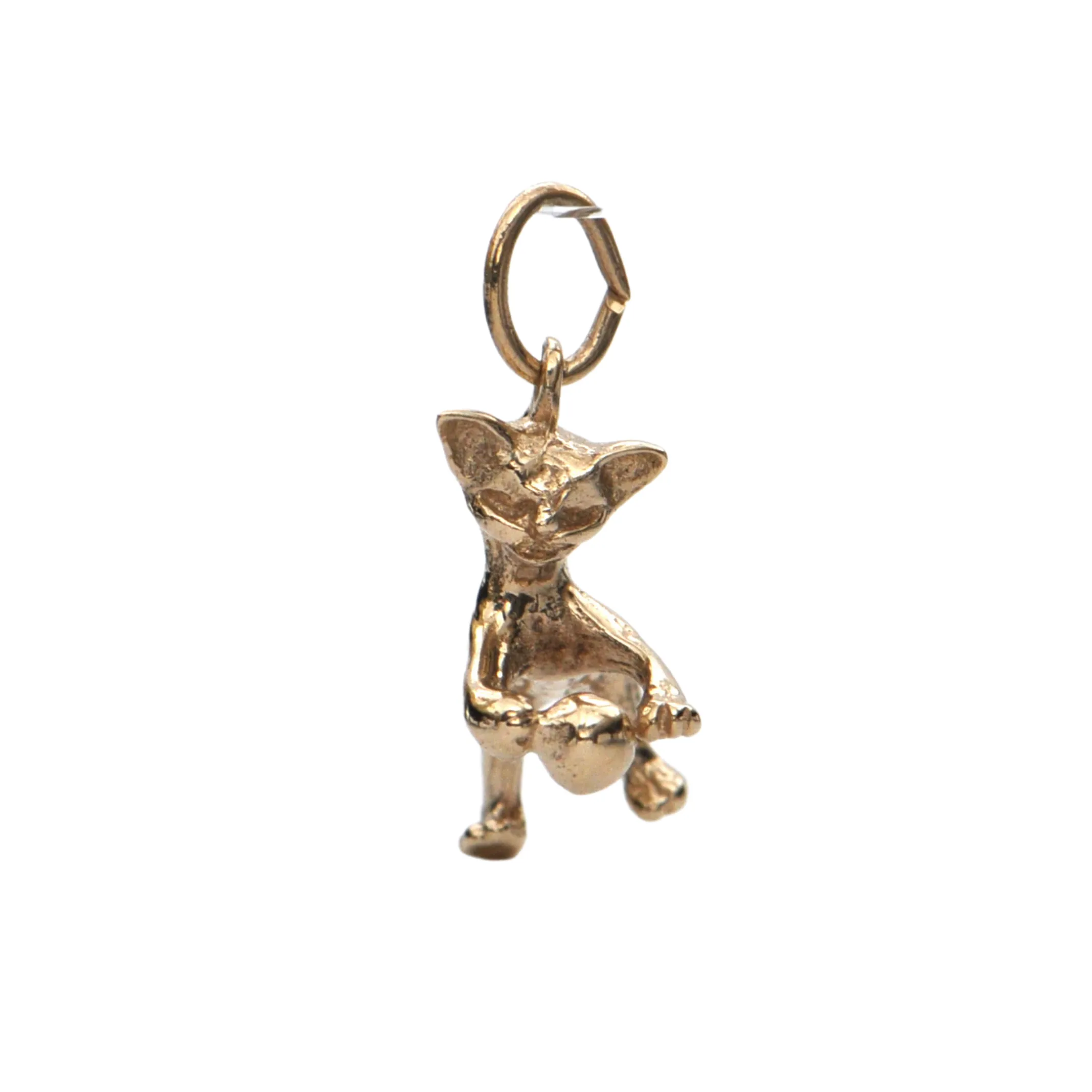 Vintage 14k Yellow Gold Cat Charm