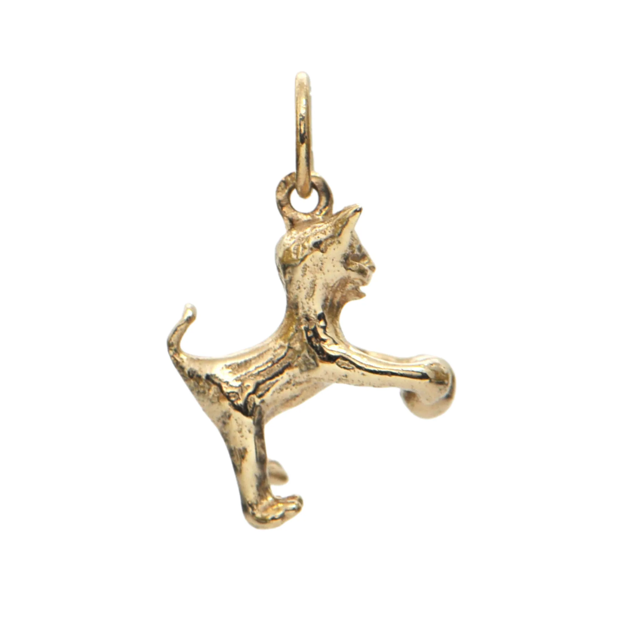 Vintage 14k Yellow Gold Cat Charm