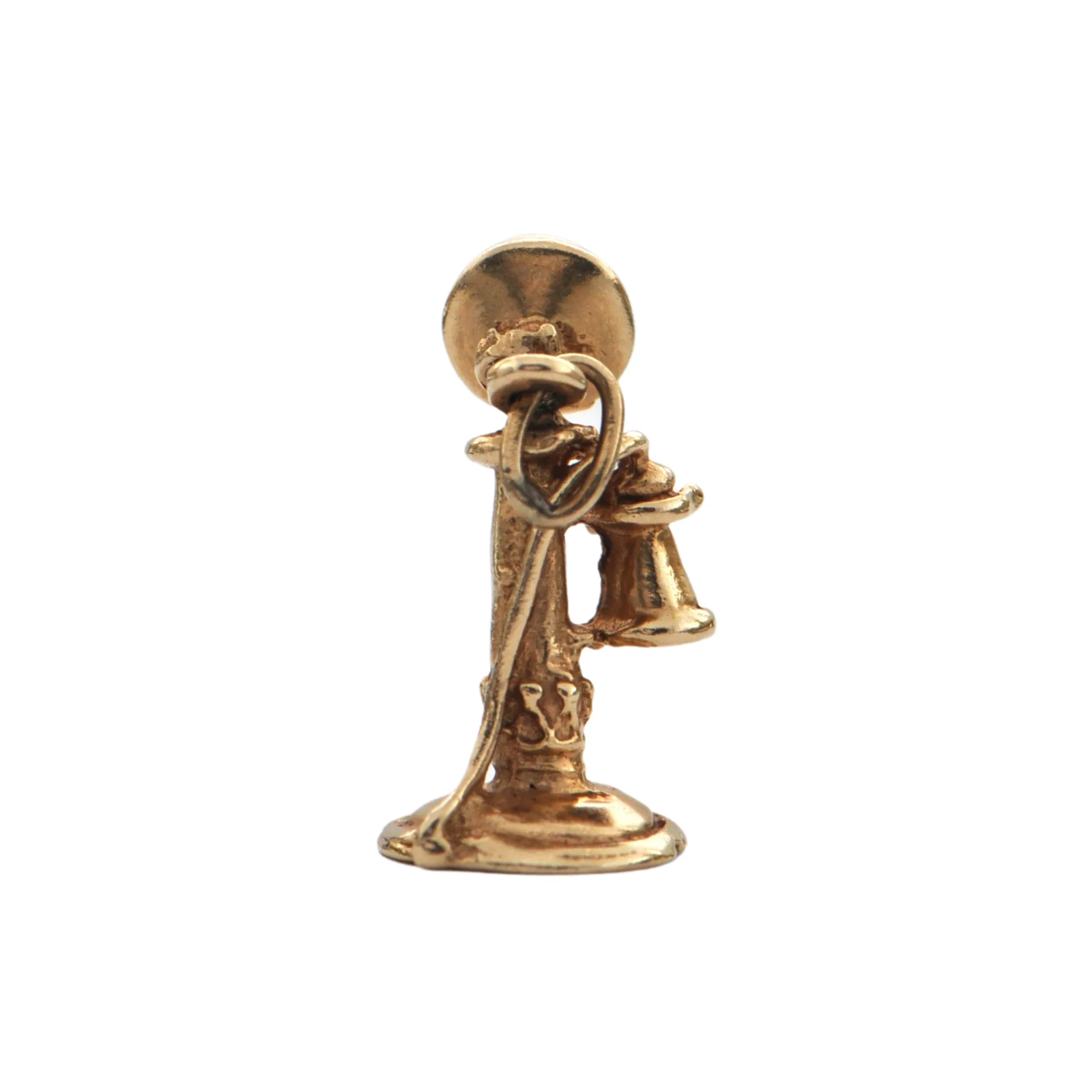 Vintage 14k Yellow Gold Rotary Dial Candlestick Phone Charm