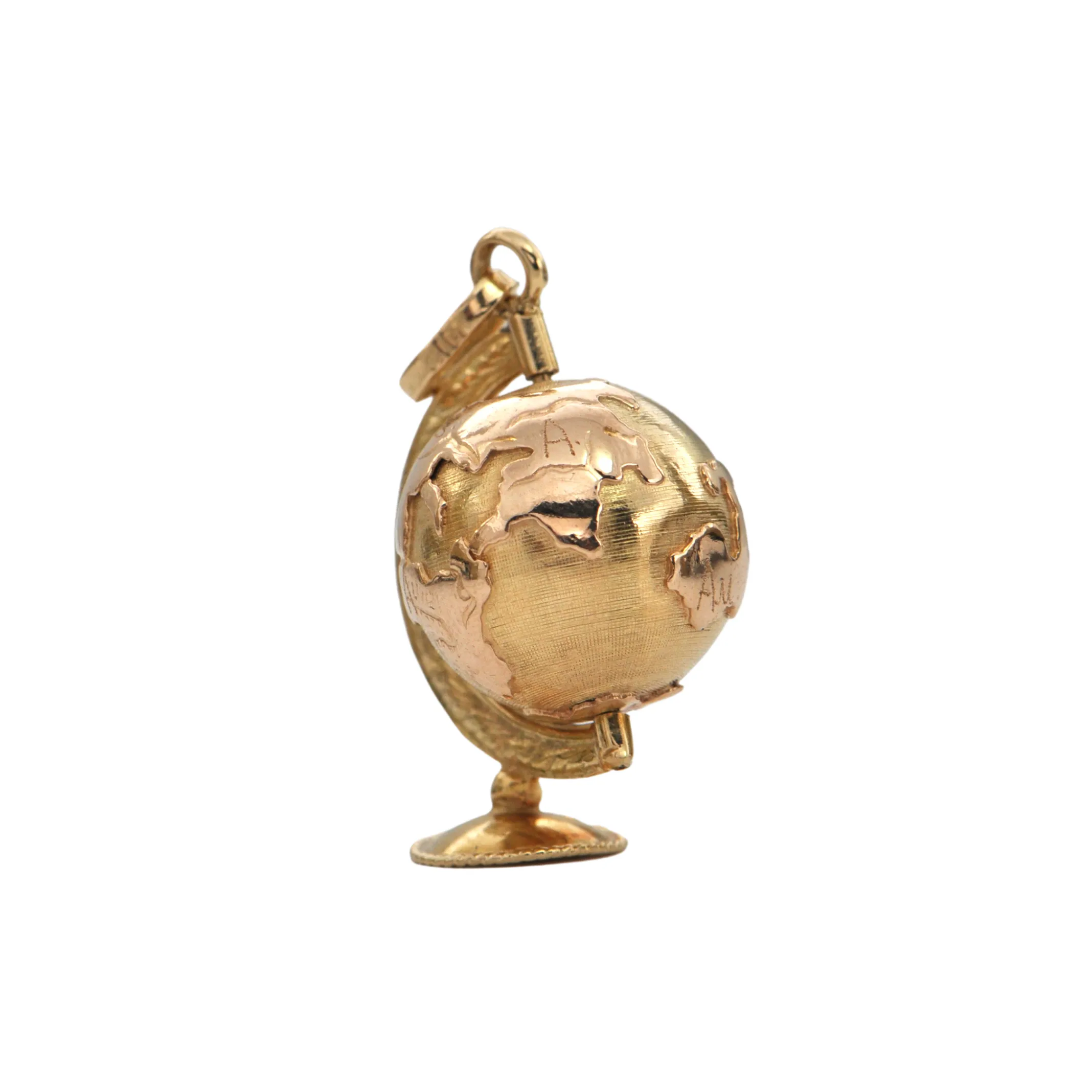 Vintage 18k Two-Toned Gold Mechanical Terrestrial Globe Charm