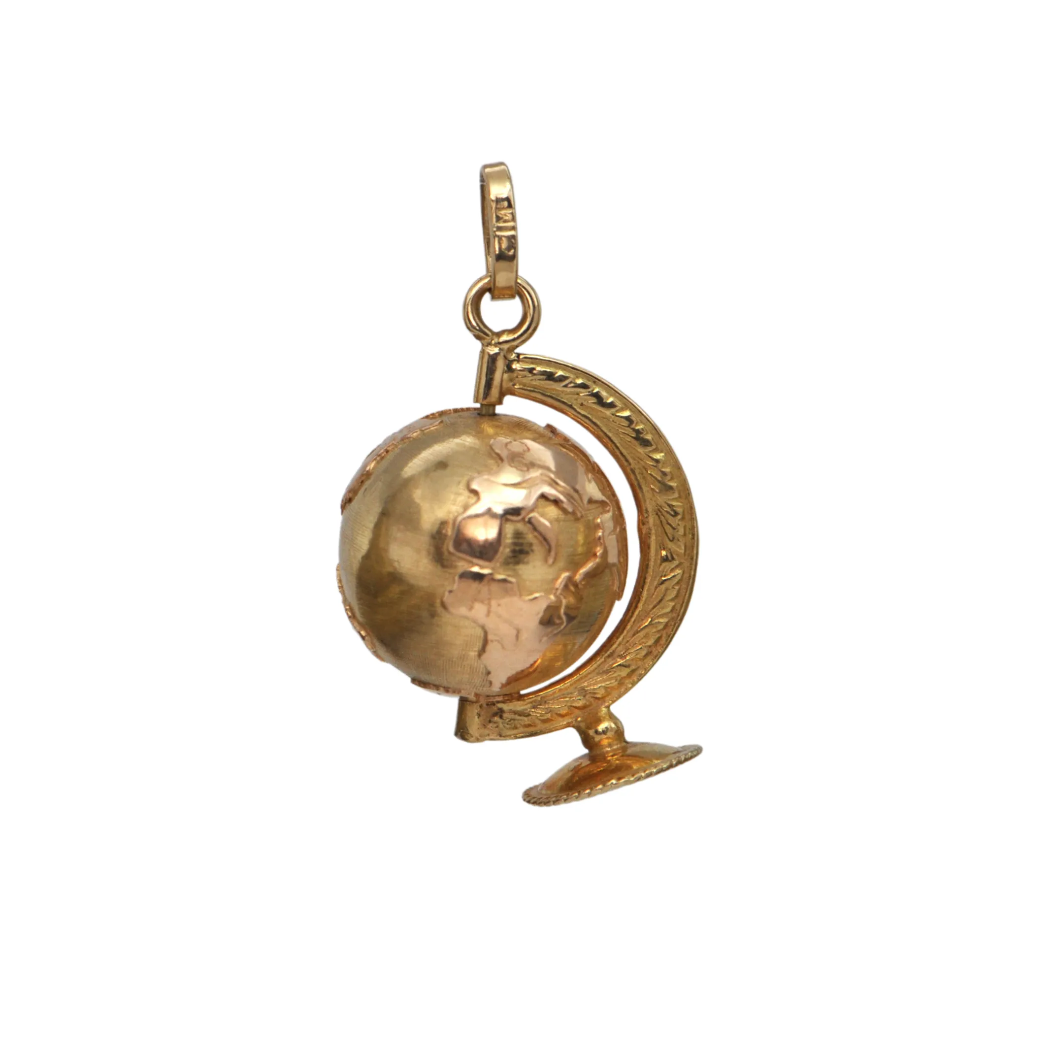 Vintage 18k Two-Toned Gold Mechanical Terrestrial Globe Charm