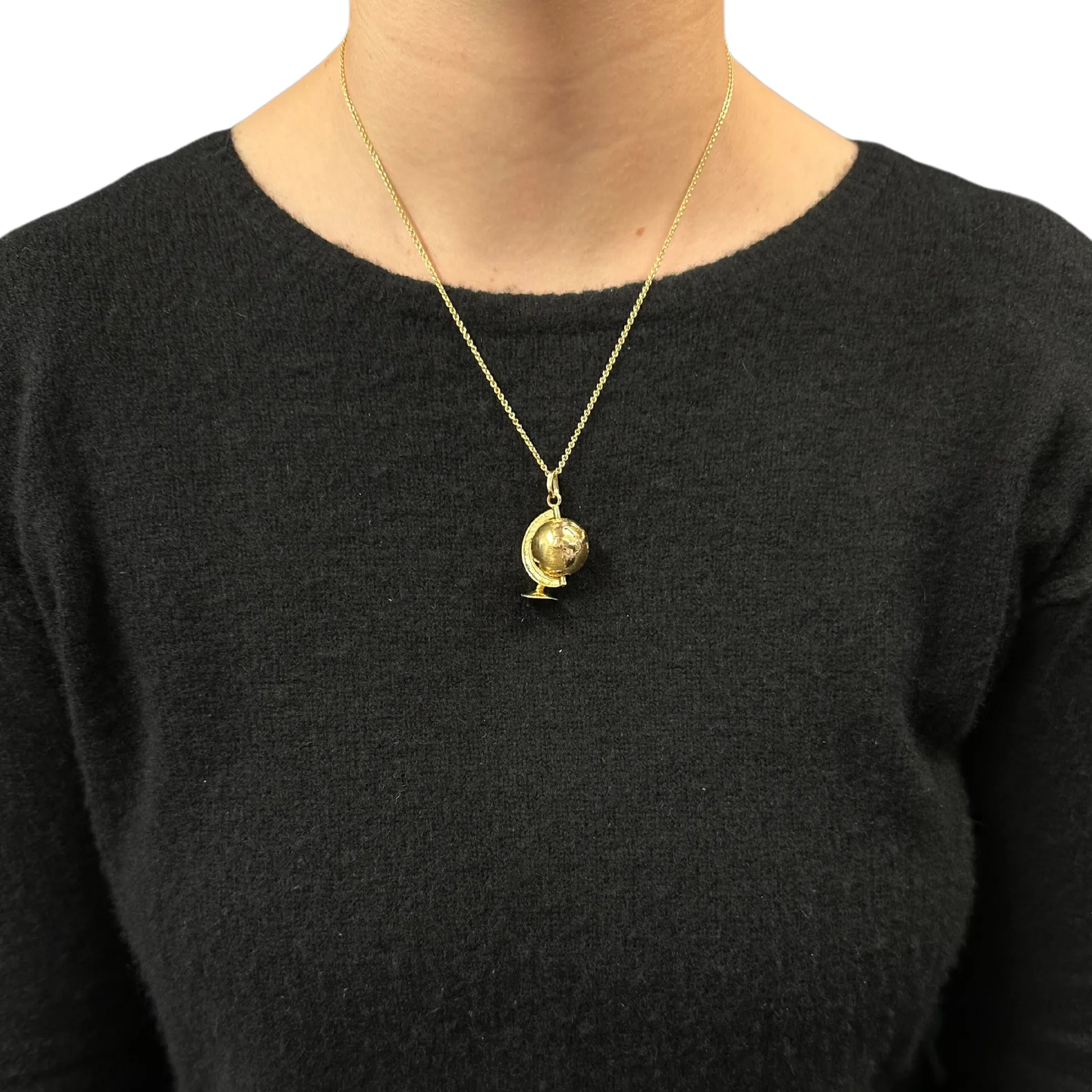 Vintage 18k Two-Toned Gold Mechanical Terrestrial Globe Charm