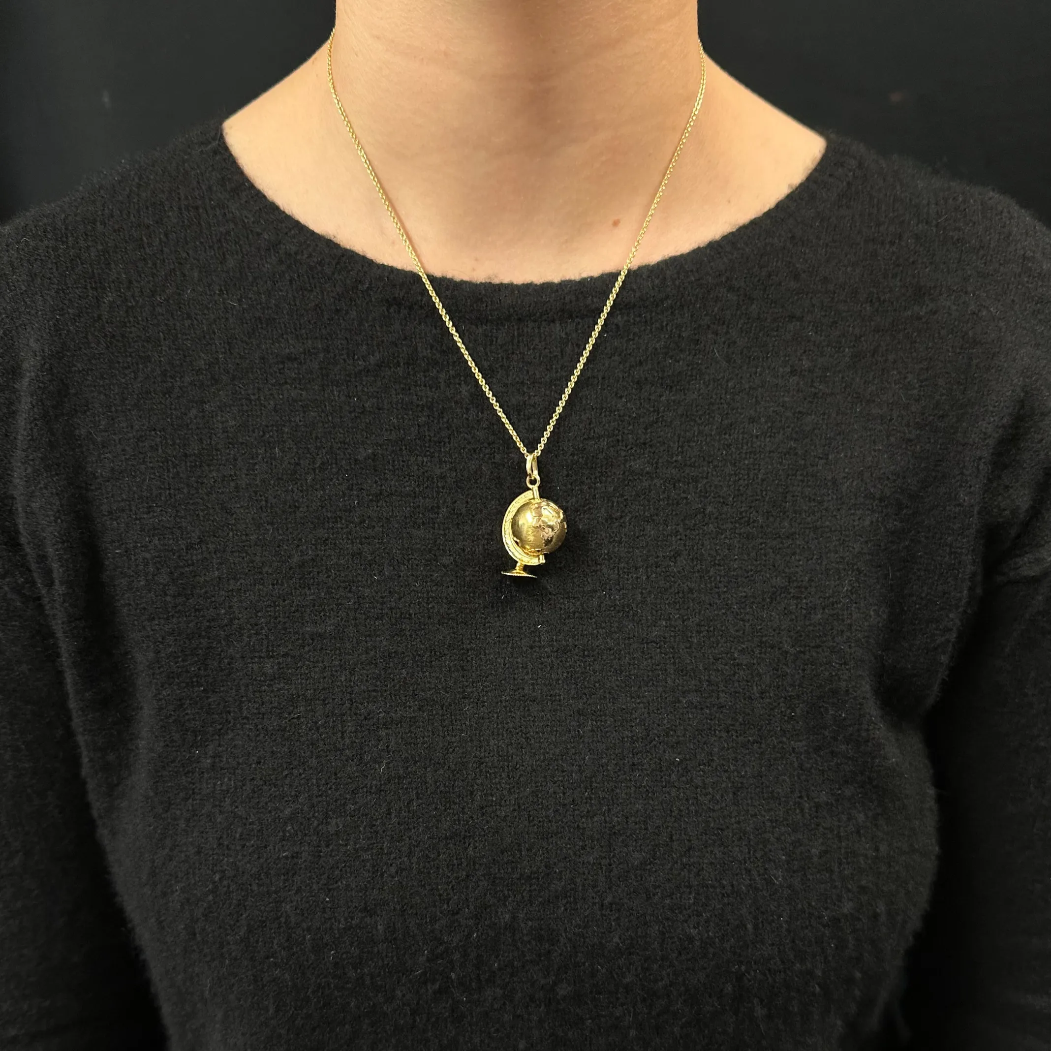 Vintage 18k Two-Toned Gold Mechanical Terrestrial Globe Charm