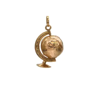 Vintage 18k Two-Toned Gold Mechanical Terrestrial Globe Charm