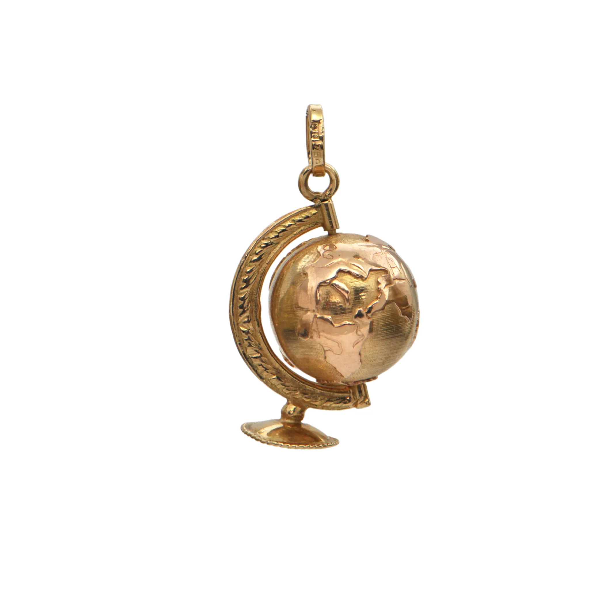 Vintage 18k Two-Toned Gold Mechanical Terrestrial Globe Charm