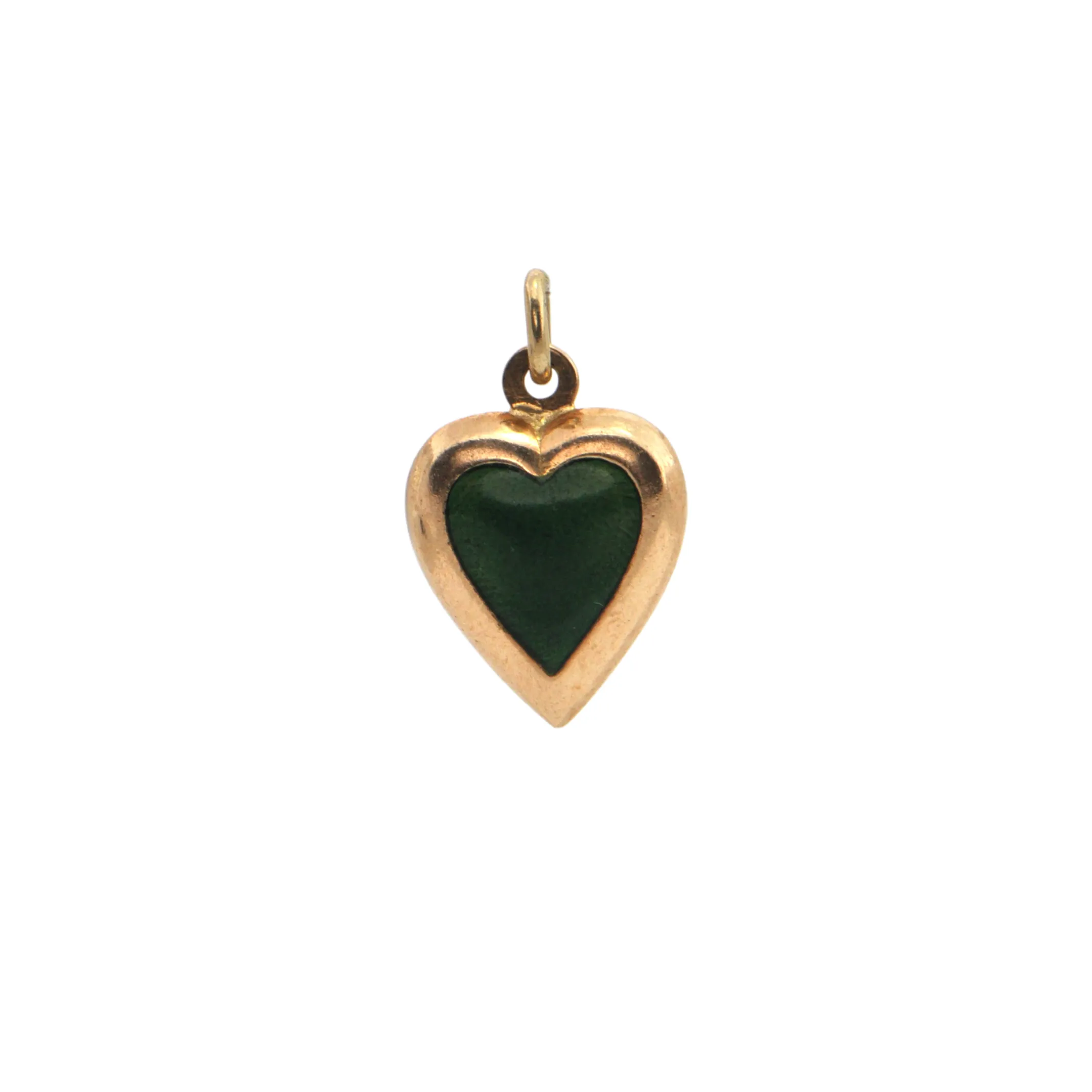 Vintage 18k Yellow Gold Enamel Heart Charm