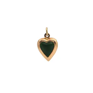 Vintage 18k Yellow Gold Enamel Heart Charm