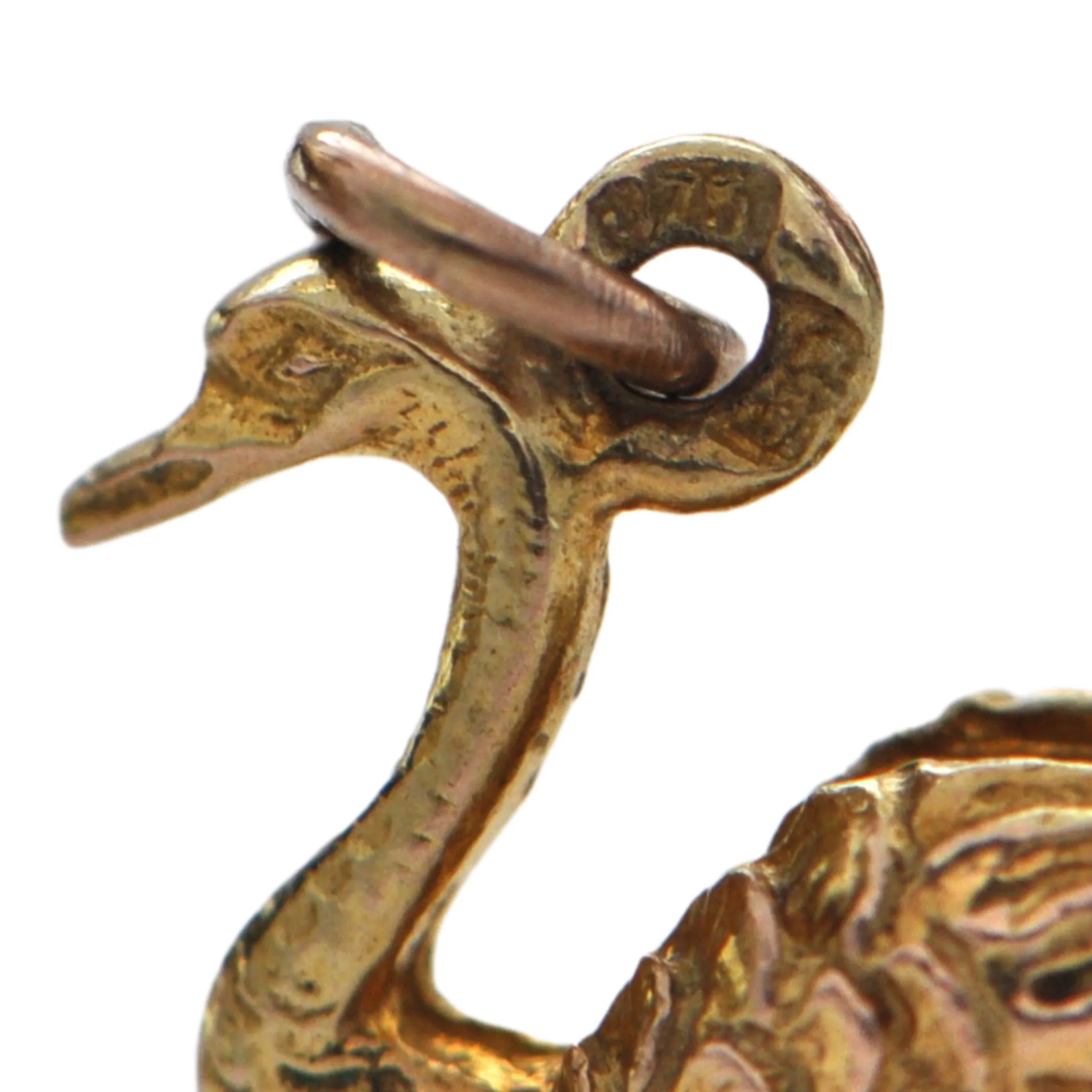 Vintage 9K Yellow Gold Swan Charm