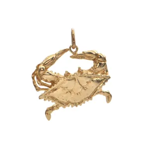 Vintage Gold Blue Crab Charm/Pendant
