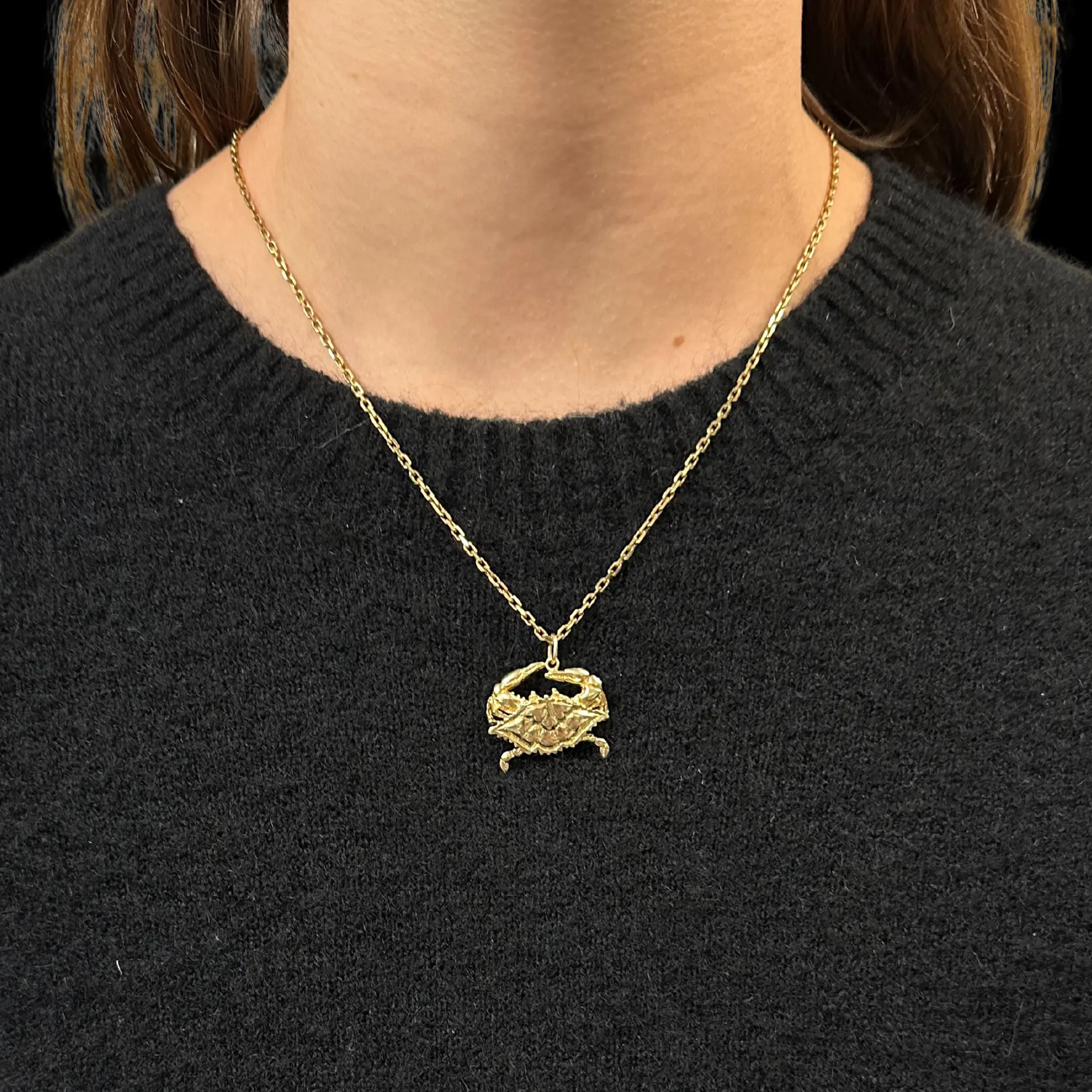 Vintage Gold Blue Crab Charm/Pendant