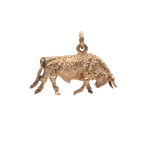 Vintage Gold Fighting Bull Charm