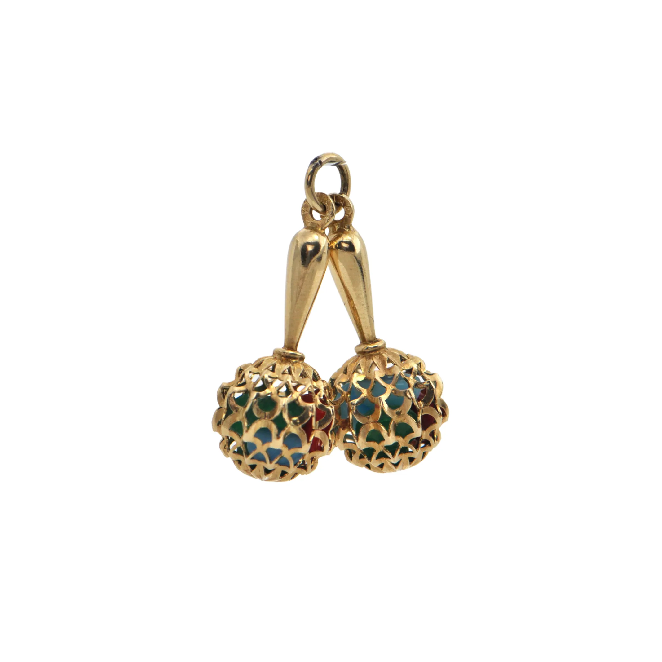 Vintage Italian 14k Gold Maracas Charm C.1950's