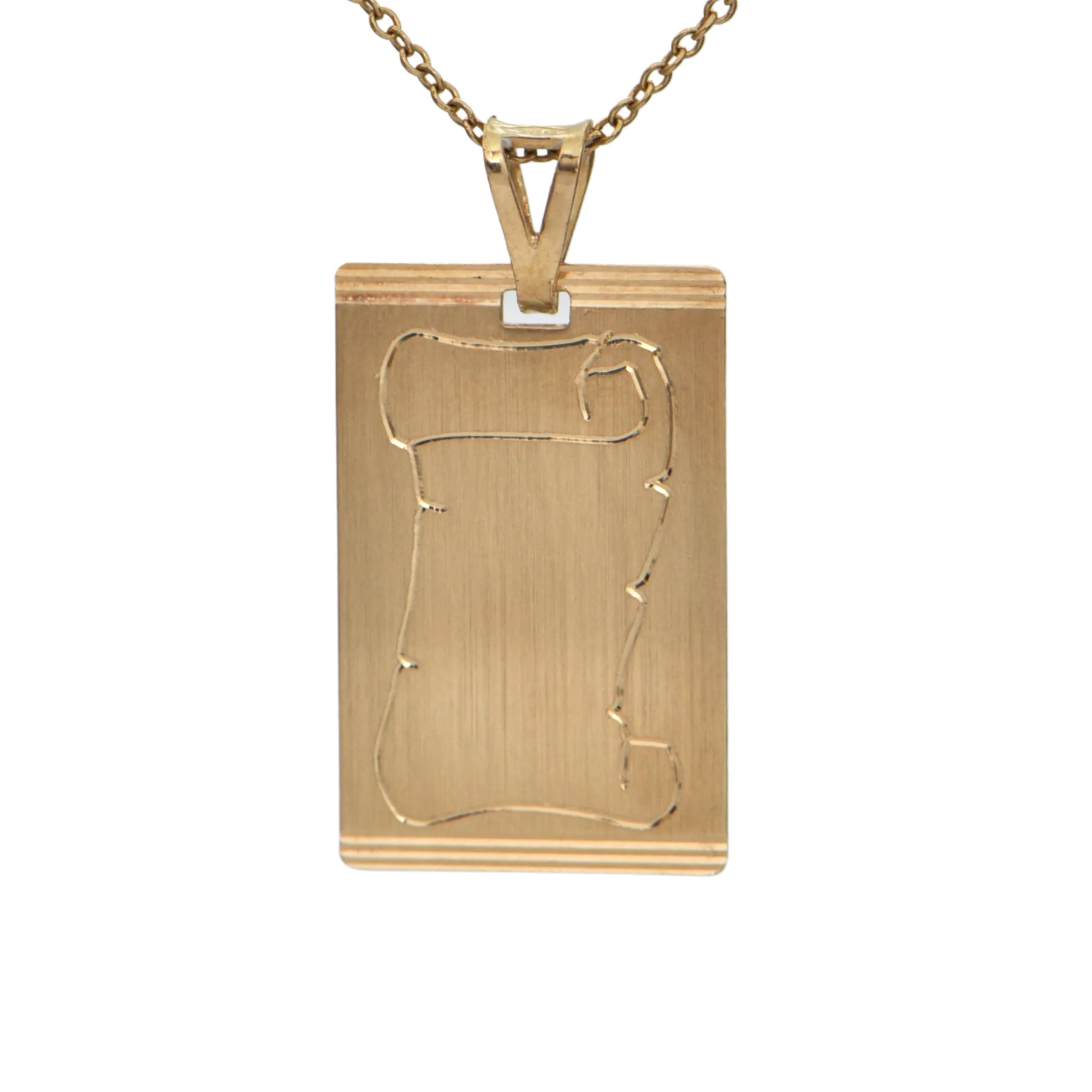 Vintage Italian Engravable 18K Yellow Gold Tag Pendant