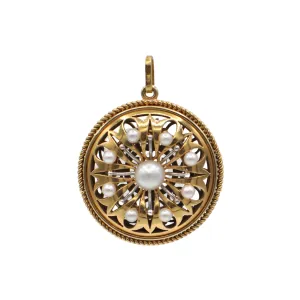 Vintage Lucas 18K Gold and Pearl Locket Pendant
